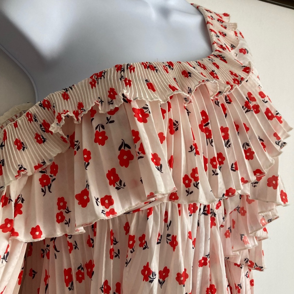 Self-Portrait Ditsy Floral Print One Shoulder Blouse, Sz 2 - Picture 7 of 16